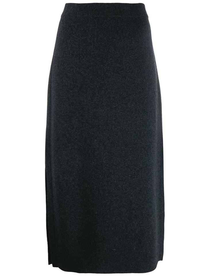 Pringle Of Scotland Side Slit Knitted Skirt - Grey