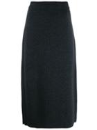Pringle Of Scotland Side Slit Knitted Skirt - Grey
