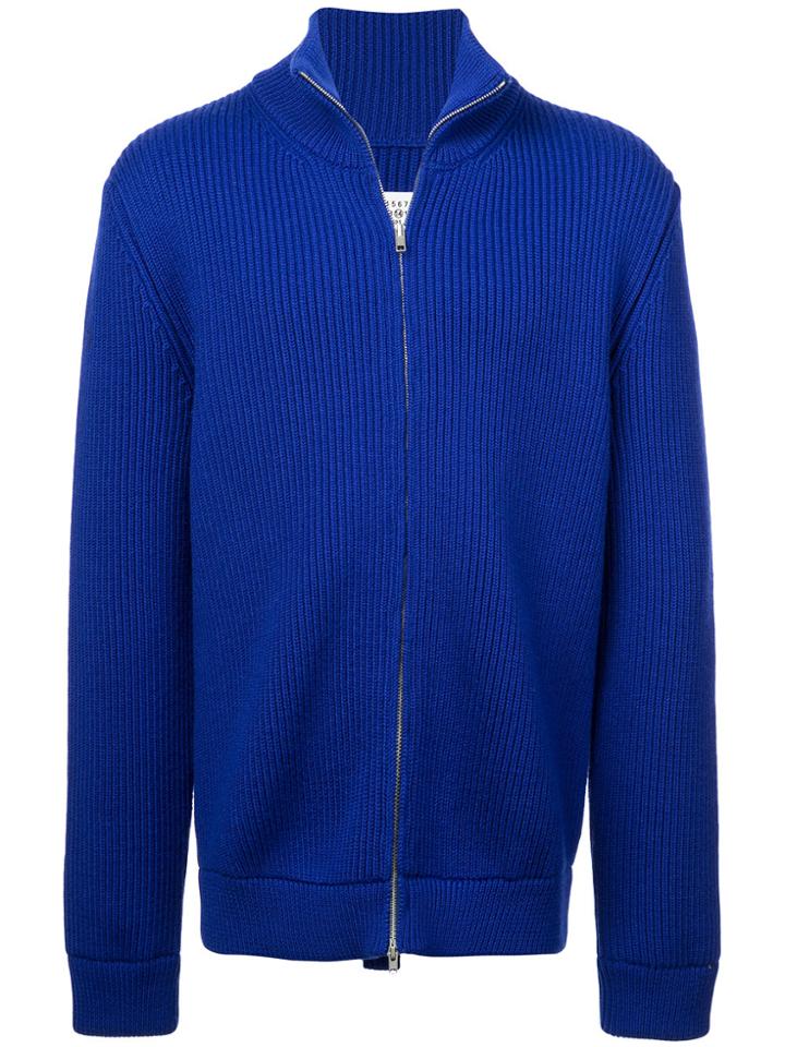 Maison Margiela Zipped Ribbed Cardigan - Blue