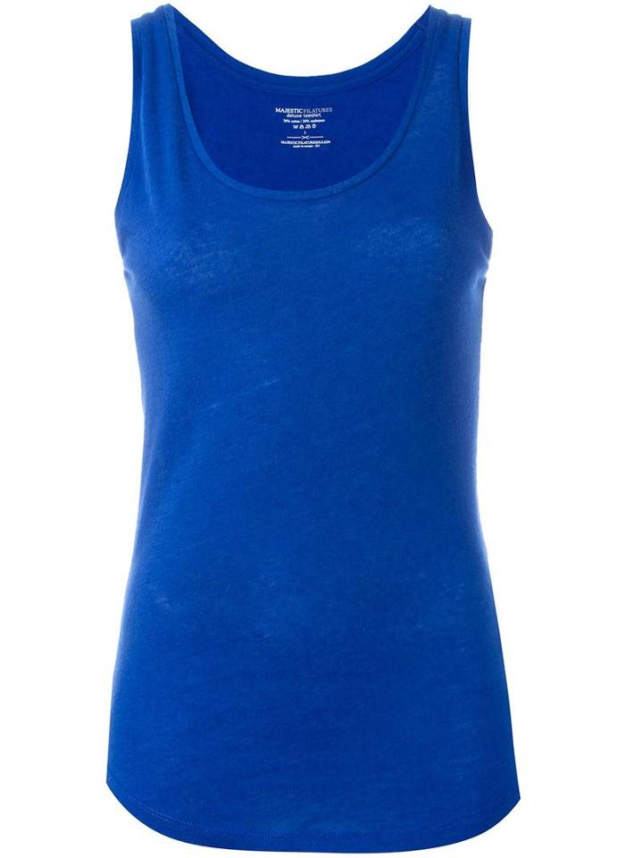 Majestic Filatures Scoop Neck Tank, Women's, Size: 3, Blue, Cotton/cashmere
