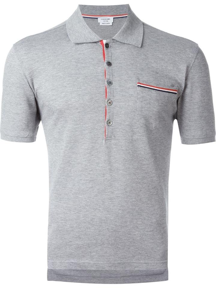 Thom Browne Chest Pocket Polo Shirt, Men's, Size: Iii, Grey, Cotton