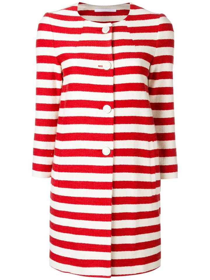 Striped Coat - Women - Cotton/cupro - 48, Red, Cotton/cupro, Tagliatore