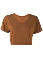 Styland Cropped V-neck T-shirt - Brown