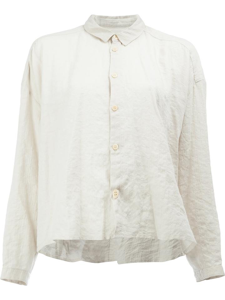 Toogood Cropped Crinkle Effect Shirt, Women's, Size: 3, White, Cotton/polyurethane/tencel