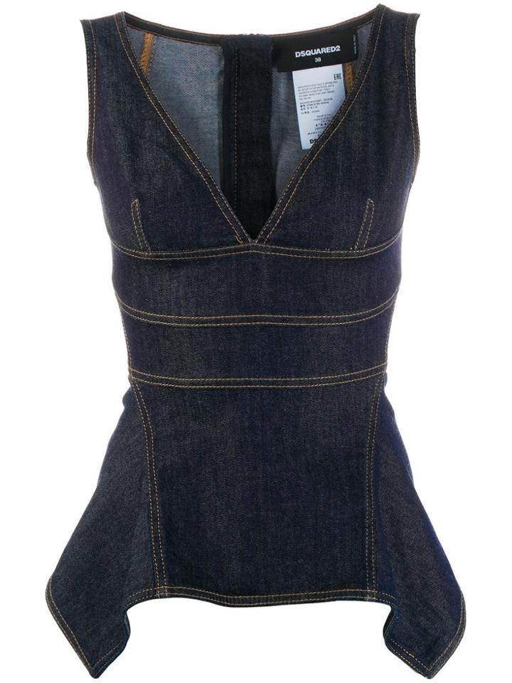 Dsquared2 Denim Peplum Top - Blue