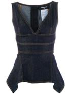 Dsquared2 Denim Peplum Top - Blue