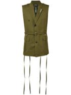 Icosae Sleeveless Military Jacket, Men's, Size: Small, Green, Cupro/cotton