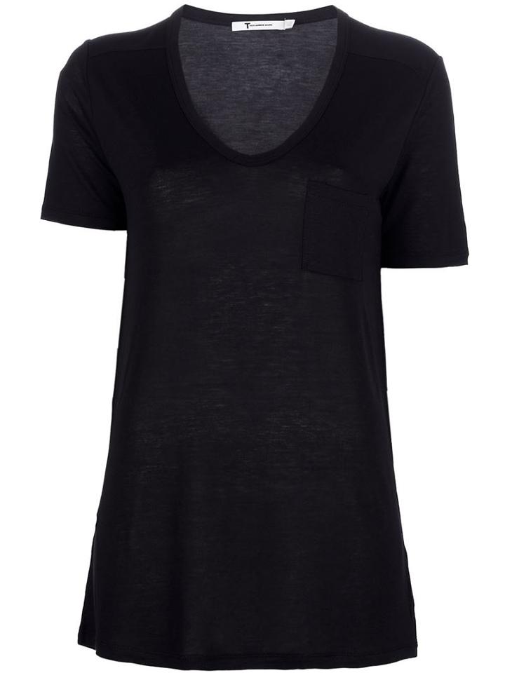 T By Alexander Wang Scoop Neck T-shirt, Women's, Size: Medium, Black, Rayon