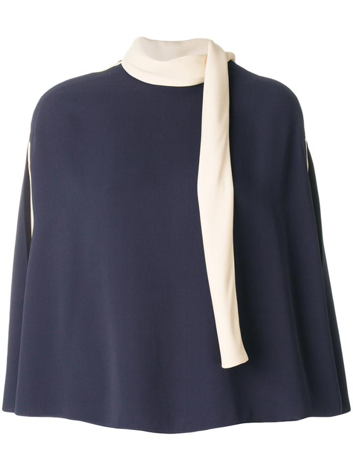 Valentino Scarf Collar Cape Top - Blue