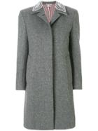 Thom Browne Pearl Collar Melton Bal Collar Overcoat - Grey