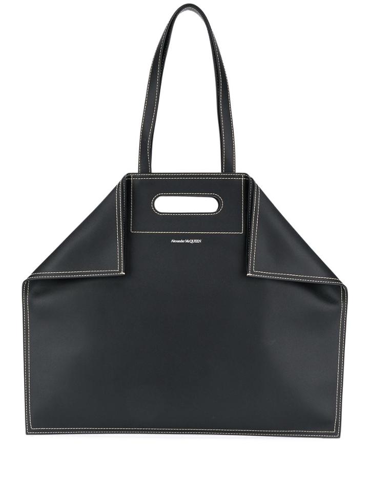 Alexander Mcqueen Leather Shopper Tote - Black