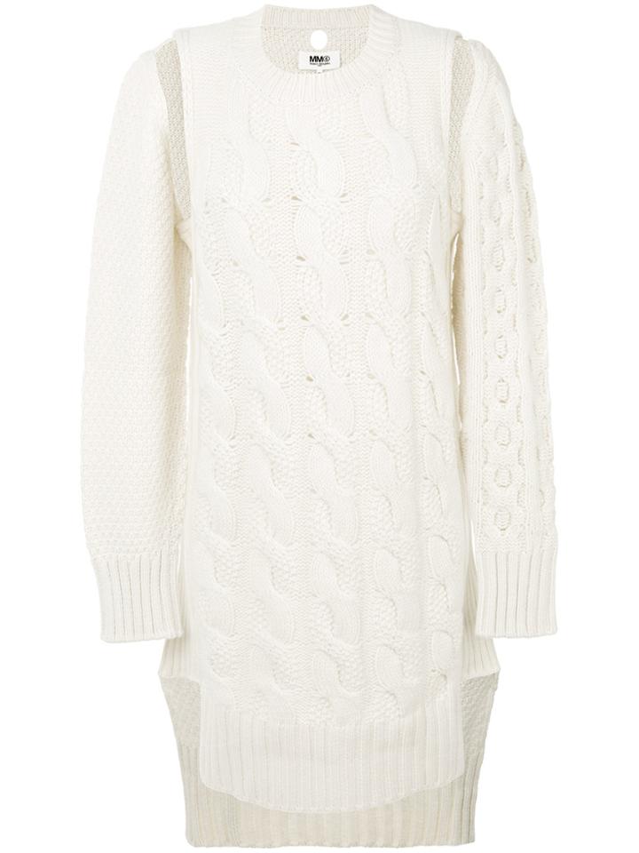 Mm6 Maison Margiela Cable Knit Jumper Dress - White