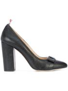 Thom Browne High Heel With Bow In Black Pebble Grain