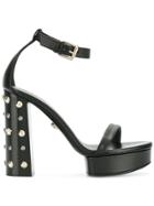 Versace Studded Heel Sandals - Black