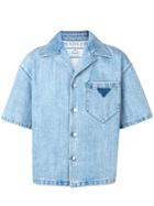 Prada Short Sleeved Denim Shirt - Blue
