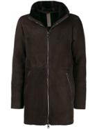 Giorgio Brato Hooded Front Zip Coat - Brown