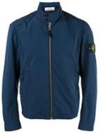 Stone Island Banded Collar Cropped Jacket, Men's, Size: Medium, Blue, Polyester/polyimide