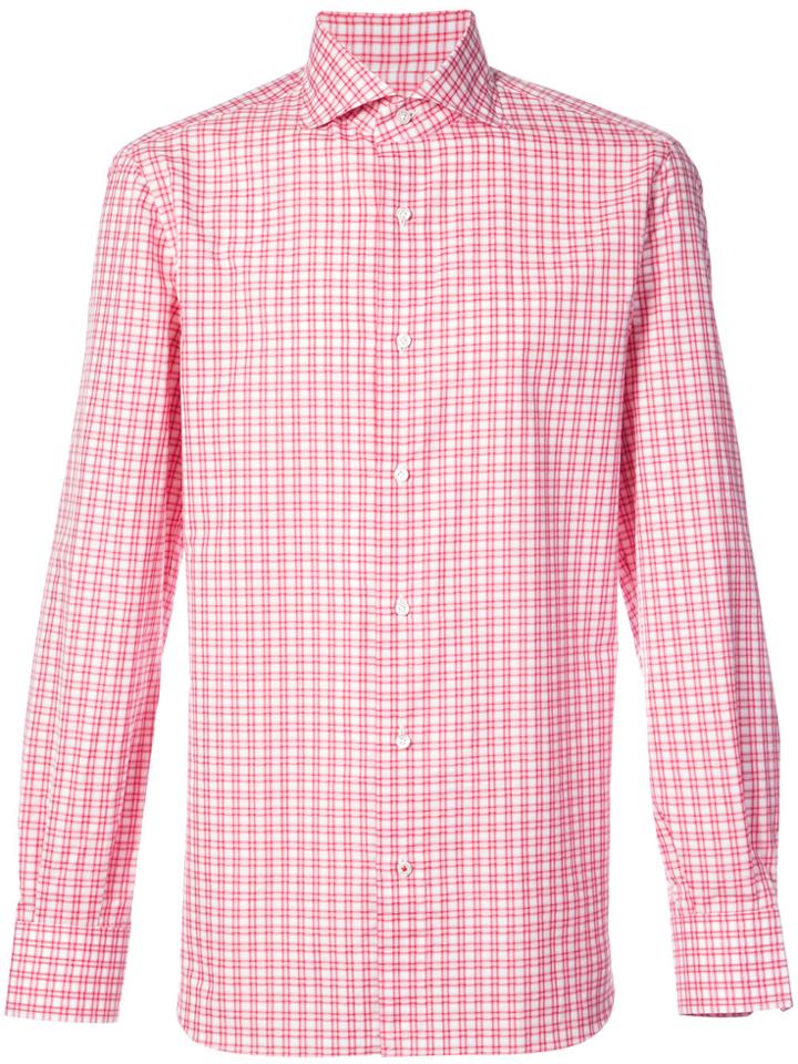 Isaia Checked Shirt - Red