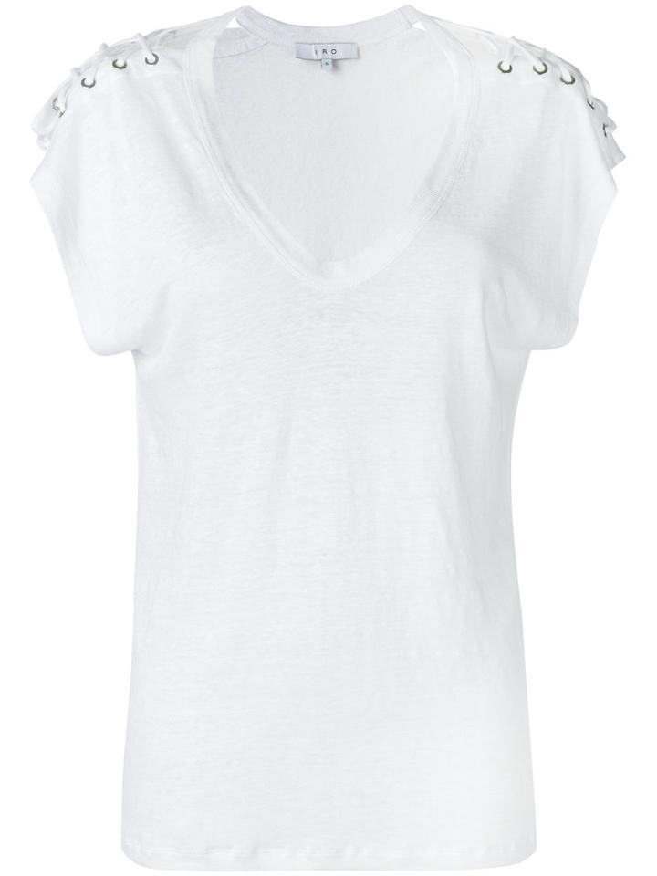 Iro Laced Sleeve T-shirt, Women's, Size: Large, White, Linen/flax