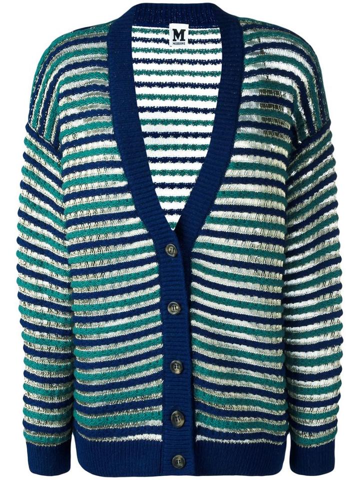 Round Neck Cropped Cardigan, Women's, Size: Small, Blue, Wool/viscose/polyamide/metallic Fibre, M Missoni