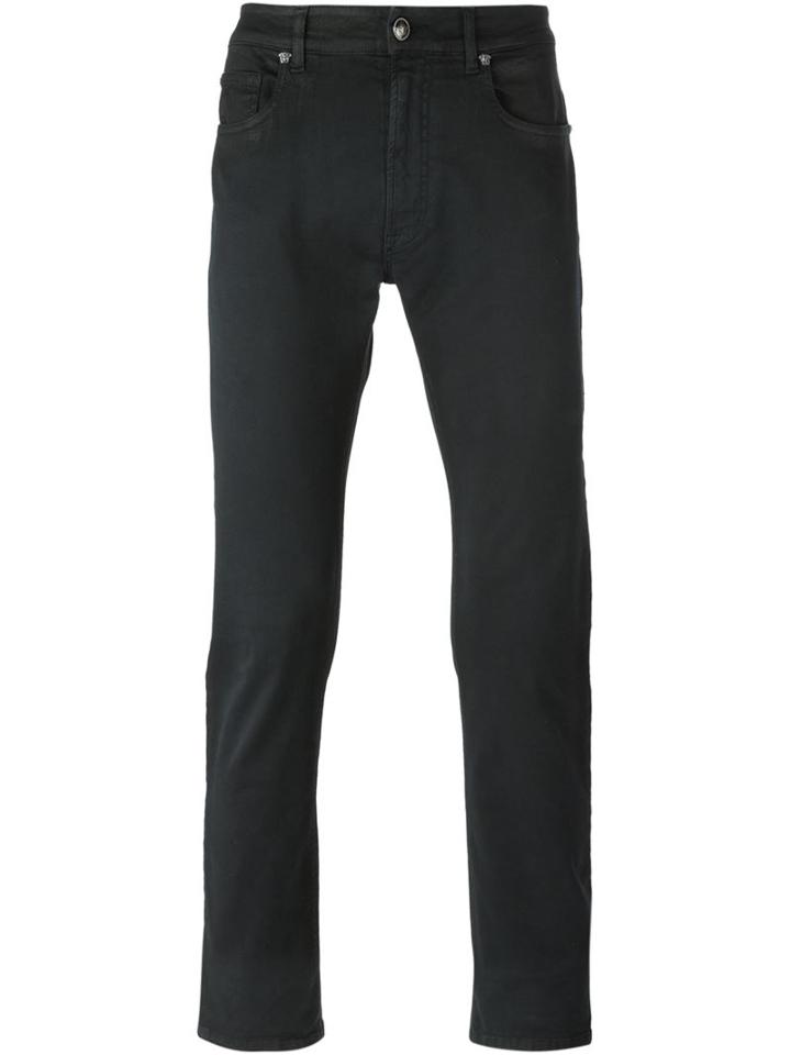 Versace Straight Leg Jeans, Men's, Size: 33, Black, Cotton/spandex/elastane