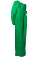Solace - Pleated One Shoulder Dress - Women - Polyester - 8, Green, Polyester