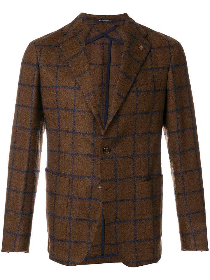 Tagliatore Woven Grid Blazer - Brown