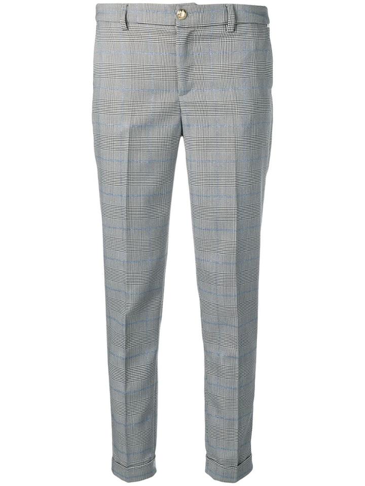Liu Jo Glen Check Cropped Skinny Trousers - Black