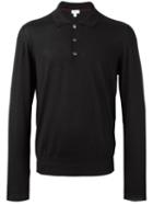 Brioni Long Sleeve Polo Shirt, Men's, Size: 56, Black, Silk/cashmere/wool