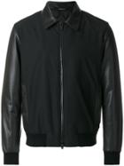 Z Zegna Panelled Leather Jacket - Black