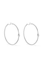 As29 18kt White Gold Diamond Calvet Pear Llusion Hoop Earrings