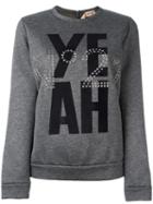 No21 'yeah' Print Sweatshirt, Women's, Size: 38, Grey, Viscose