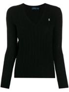 Polo Ralph Lauren Logo Knit V-neck Jumper - Black