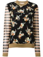Marni Floral Stripe Pattern Jumper, Women's, Size: 42, Silk/cotton/polyamide