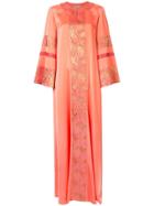 Layeur Jacquard Embelished Flared Dress - Orange