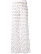 Missoni Woven Palazzo Pants, Women's, Size: 40, White, Cotton/polyester/cupro
