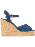 Castañer Carina Wedge Espadrilles, Women's, Size: 41, Blue, Cotton/rubber