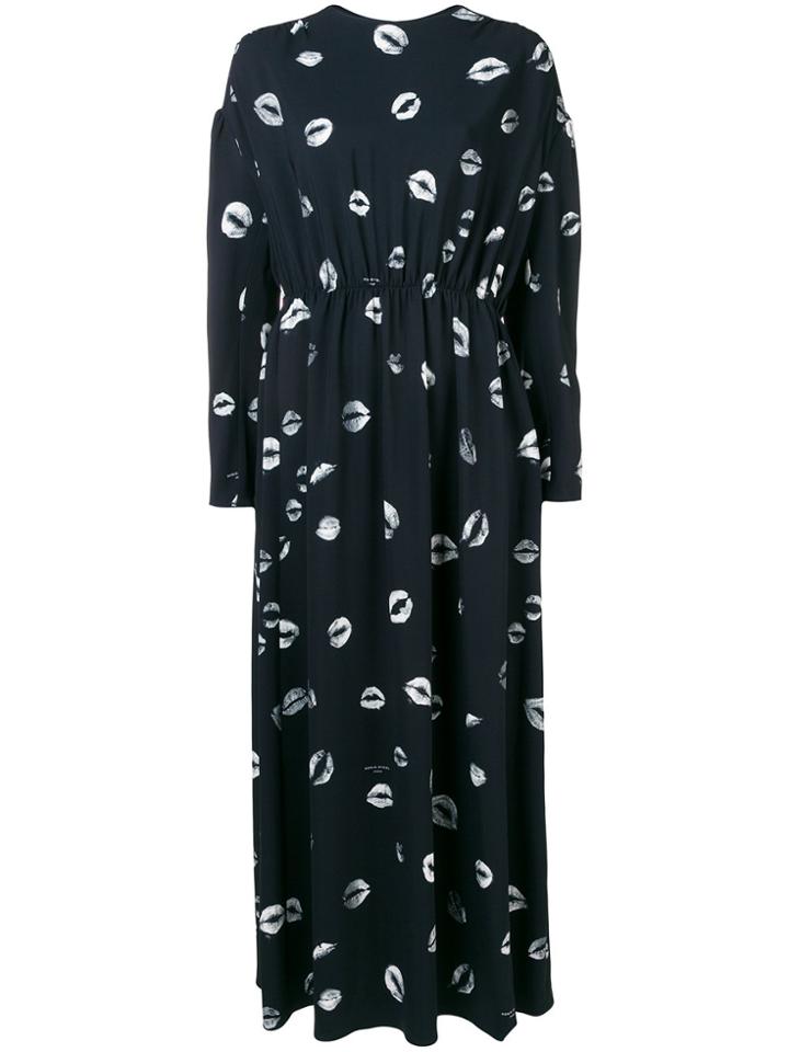 Sonia Rykiel Lip Print Maxi Dress - Black