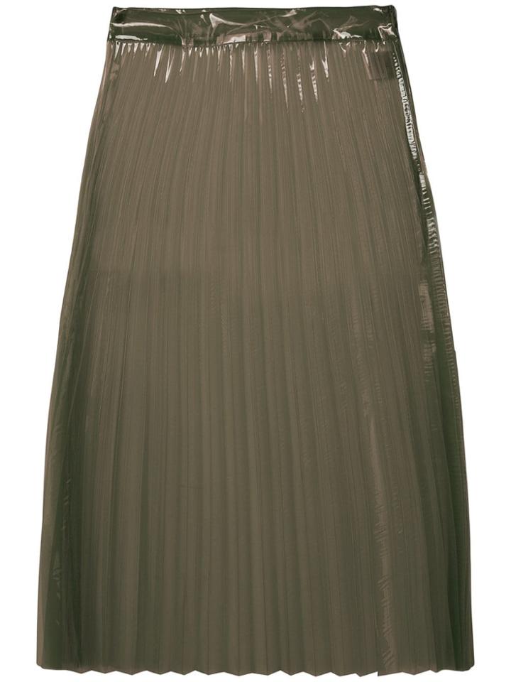 Ssheena Clear Pleated Pu Midi Skirt - Black