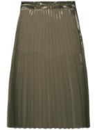 Ssheena Clear Pleated Pu Midi Skirt - Black