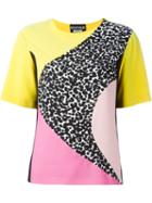 Boutique Moschino Shortsleeved Panelled Top, Women's, Size: 40, Yellow/orange, Polyester/spandex/elastane