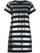 Marc By Marc Jacobs Striped T-shirt Dress, Women's, Size: 6, Black, Polyester/cotton/metallic Fibre
