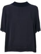 Kristensen Du Nord Ribbed Trim Crepe Top - Blue