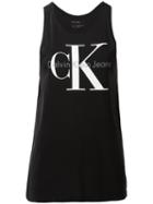 Calvin Klein Jeans Iconic Logo Tank Top, Women's, Size: Large, Black, Cotton/lyocell