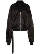 Unravel Project Zip Up Cotton And Shearling Bomber Jacket - Black