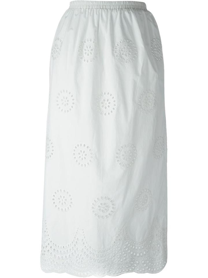 Red Valentino Broderie Anglaise Skirt, Women's, Size: 42, White, Cotton/polyester