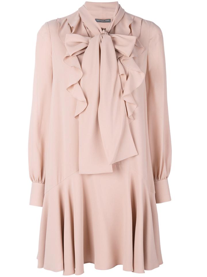 Alexander Mcqueen Pussy Bow Midi Dress - Pink & Purple