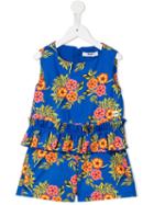 Msgm Kids Floral Print Playsuit, Girl's, Size: 6 Yrs, Blue