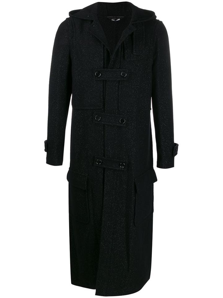 Comme Des Garçons Homme Plus Metallic Front Strap Coat - Black