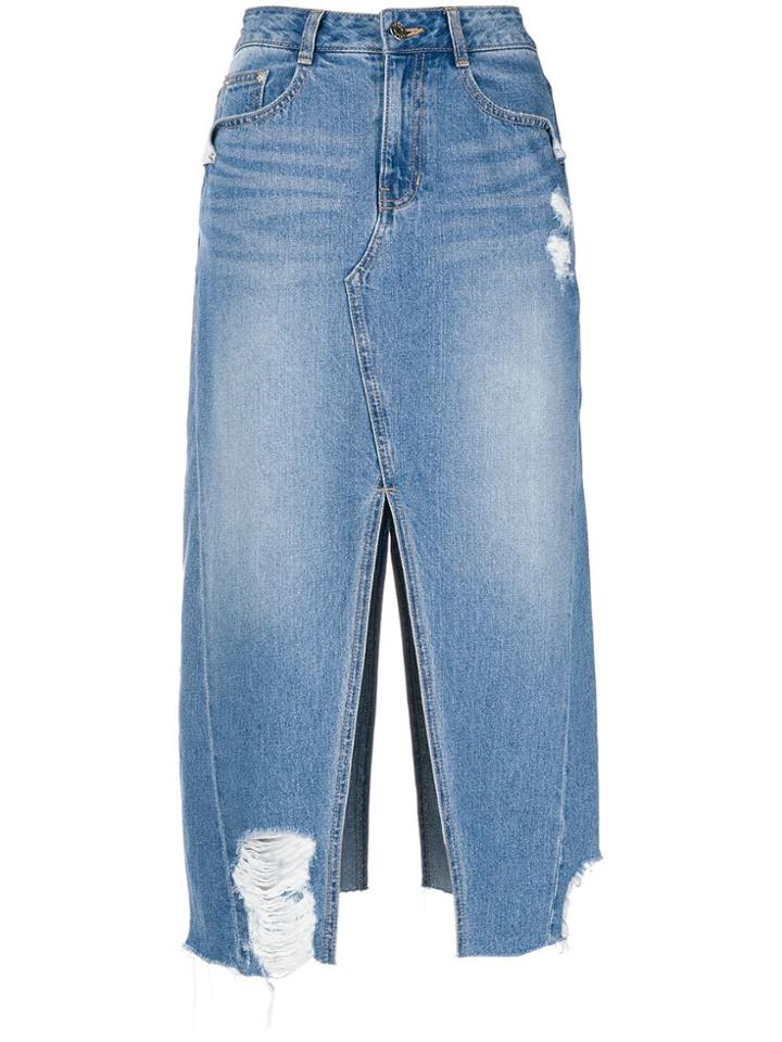 Sjyp Cut Out Denim Skirt - Blue